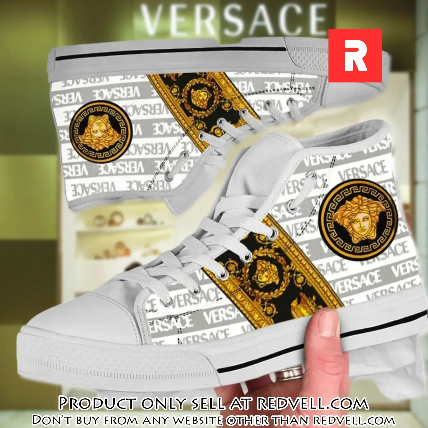 Versace medusa golden premium high top canvas shoes luxury brand gifts for men women rv4141863